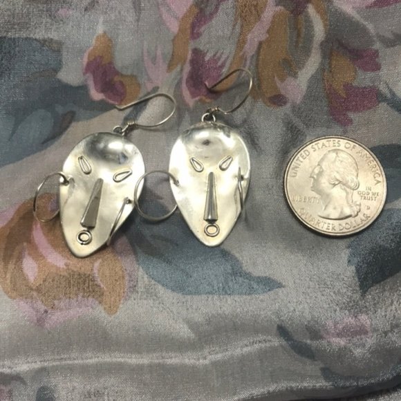 Unique Sterling Silver 925 Face Earrings - Picture 1 of 3